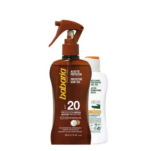 98088 BABARIA ACEITE SOLAR F20 PISTOLA COCO 200 ML + AFTERSUN