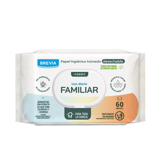 PAPEL HIGIENICO HUMEDO USO FAMILIAR 60UDS. BREVIA