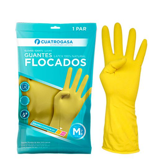 GUANTE LATEX FLOCADO AMARILLO M 1 PAR 