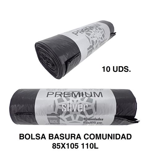 BOLSA BASURA 10U COMUNIDAD NEGRA 85x105 PREMIUM SILVER