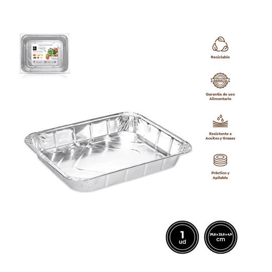 BANDEJA ALUMINIO RECTANGULAR 1U 39,8x33,8x4,9  2000