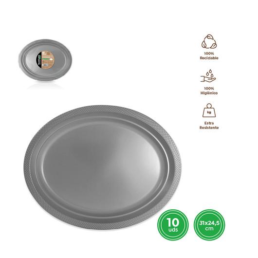 BANDEJA OVALADA PLATA 31X24,5 CM REUTILIZABLE 10 UDS. 1091R