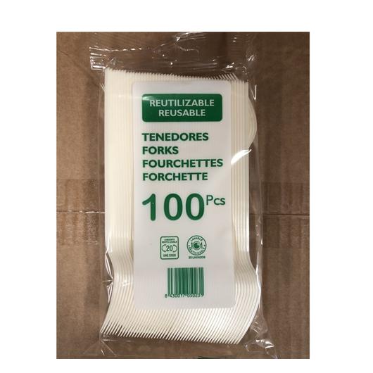 TENEDOR PLASTICO 100 U. REUTILIZABLE 80700