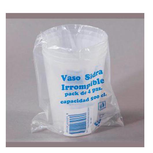 VASO PLASTICO SIDRA 4 U. 500 CC IRROMPIBLE REF.164