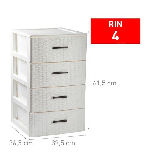 CAJONERA RIN RATTAN 4 CAJONES BLANCO ROTO 12827.N4