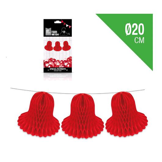 CAMPANA HONEYCOMB PAPEL ROJO 20CM 1UD 7913