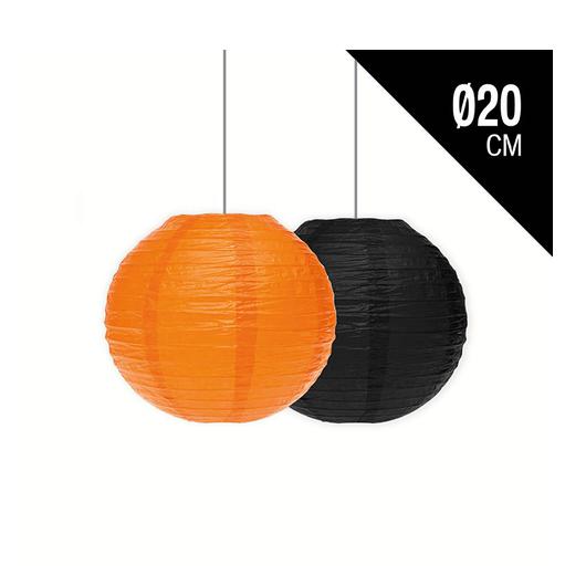 LAMPARA PAPEL ESFERA NARANJA/NEGRO SURTIDO HALLOVEEN 20CM 6812